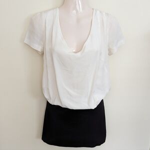 Sandro mini dress silk top black & white 1 small